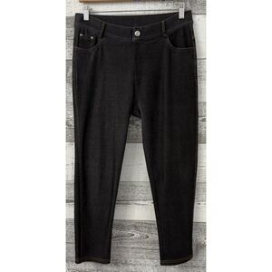 Yelete Women's Stretchy Pull On Skinny Cropped Jeggings Black - XL  (Fit 30x22)